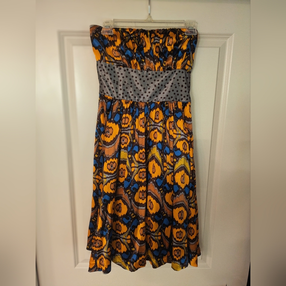 Plenty by Tracy Reese, Silk Strapless Printed Dress, Gentle used, Size 8.
